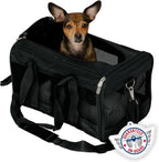 Sherpa Original Deluxe Transportador de Mascotas para Viajes, Aprobado por Aerolíneas y con Garantía a Bordo - Negro, Mediano