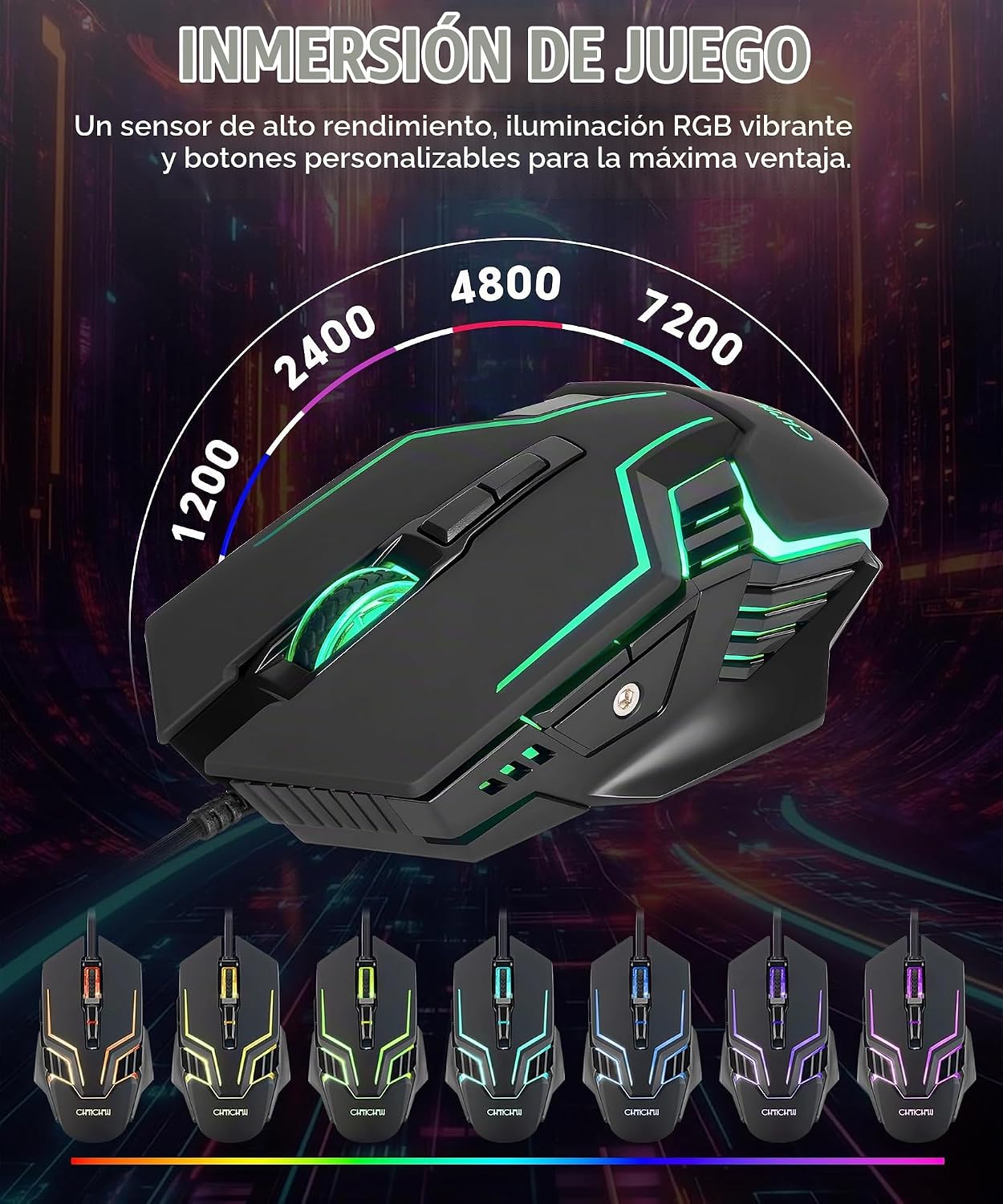 Combo de teclado y mouse para juegos de PC con cable con retroilumi...