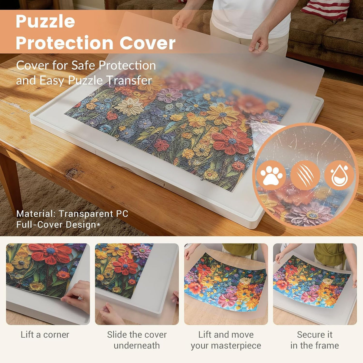 ALL4JIG - Tablero de rompecabezas de plástico giratorio ligero de 1500 piezas con 6 cajones y cubierta, diseño Lazy Susan de 360°, mesa giratoria portátil de 25.98 x 34.25 pulgadas para adultos