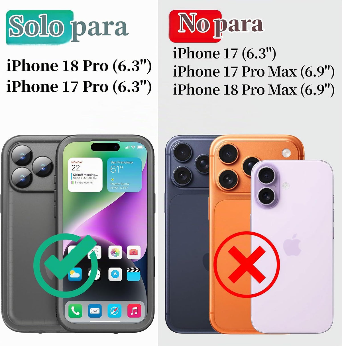 Cozycase para iPhone 18 Pro/iPhone 17 Pro - Funda impermeable de alta resistencia negra