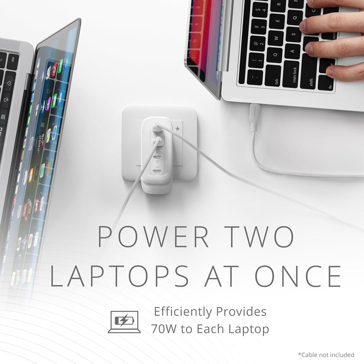 Kensington Adaptador de corriente USB-C GaN, cargador rápido con entrega de energía para portátiles, tabletas y teléfonos inteligentes, Blanco