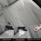 Juego completo de fundas de asiento de automóvil de cuero para automóvil, cobertura completa, impermeable, universal, para asiento de automóvil, ajuste universal para la mayoría de automóviles, SUV, camiones, gris