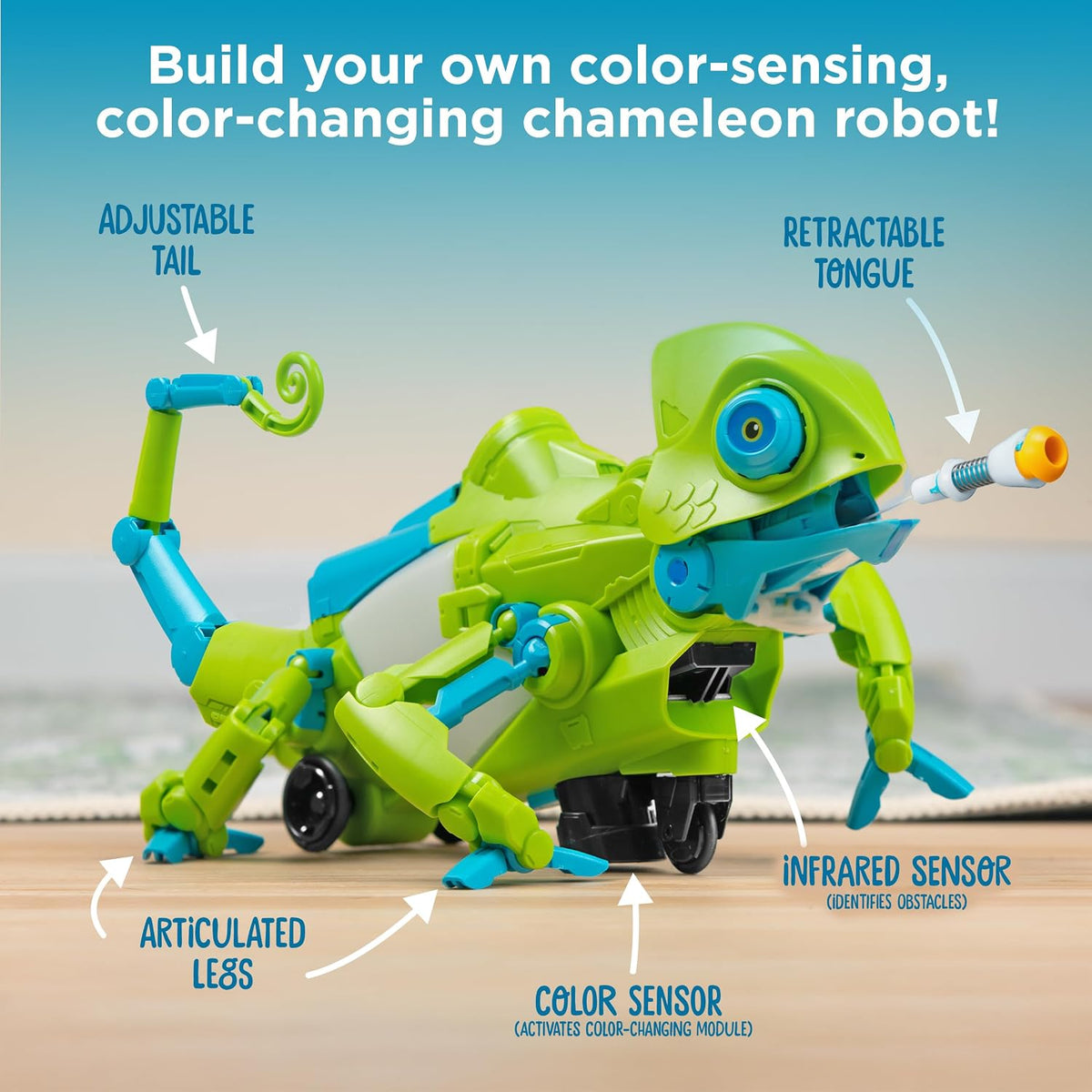 Thames & Kosmos My Robotic Pet: Coding Chameleon STEM Kit de construcción y experimento | Robot de codificación con detección de color para niños y niñas a partir de 8 años, diversión educativa sin pantalla, reptil robótico con 3 modos de juego