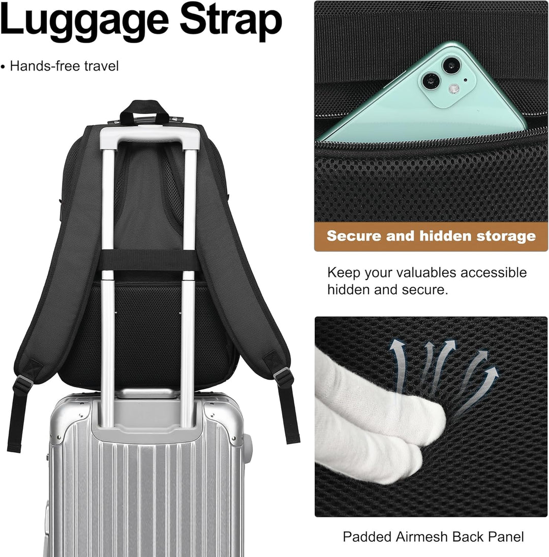 Mochila para laptop Boavan para hombres (Negro, 15.6), Elegante