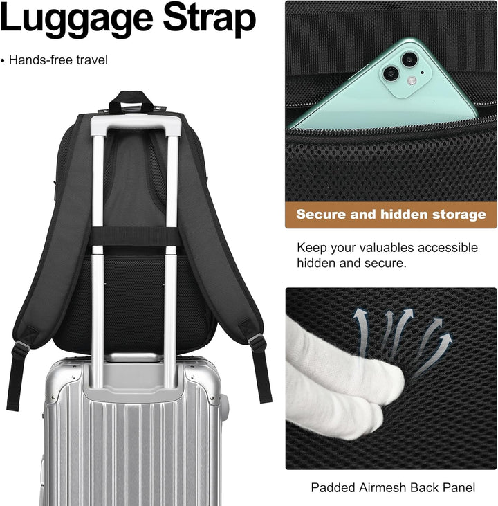 Mochila para laptop Boavan para hombres (Negro, 15.6), Elegante