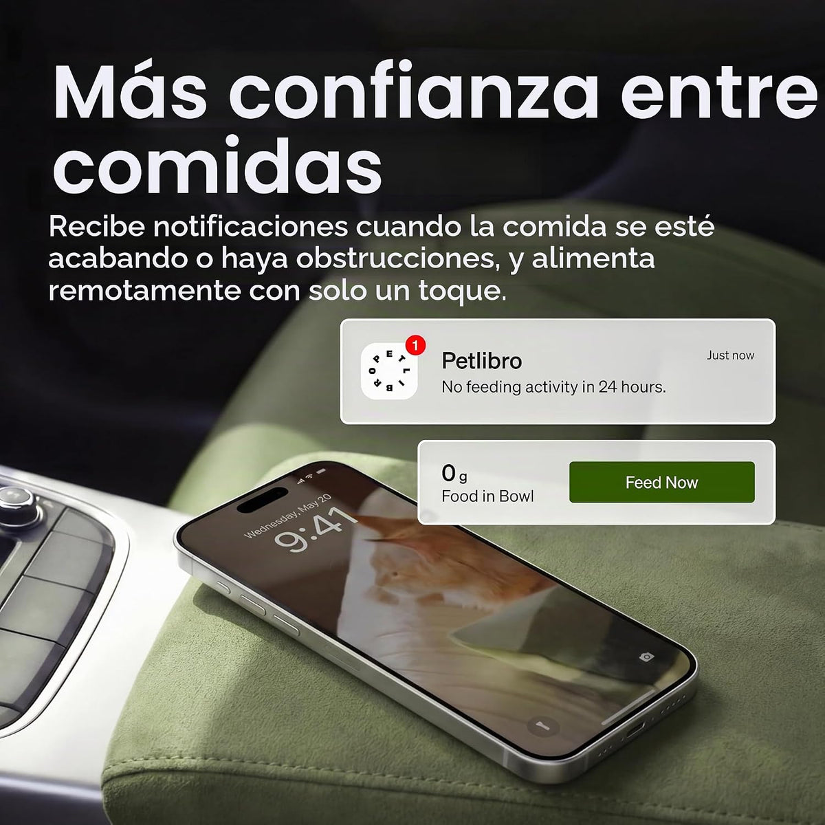 PETLIBRO Alimentador automático para gatos | Smart Scale rastrea la ingesta real de alimentos, WiFi 5G y 2.4G, dispensador automático de alimentos para gatos de 5 litros con sensor de alimentos bajo