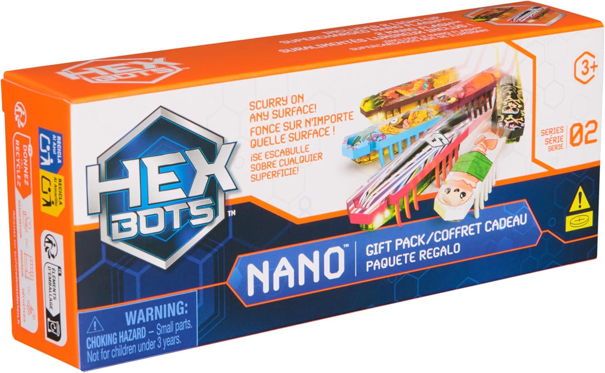 HEX BOTS Paquete de 6 nanos con 2 nanos intermitentes, juguetes sensoriales