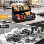 Paquete de 3 contenedores apilables de almacenamiento de despensa de bambú