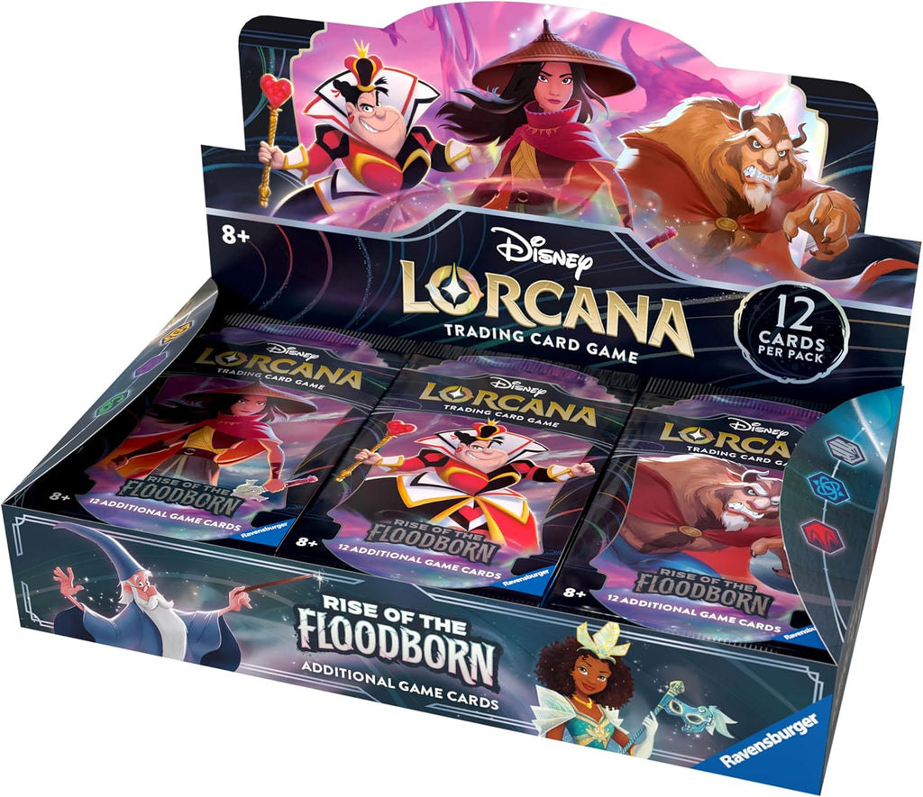 Ravensburger Disney Lorcana TCG: Rise of the Floodborn Booster Pack Display | 24 paquetes con 12 cartas coleccionables cada uno | Ideal para coleccionistas y fanáticos de Disney | Adecuado para mayores de 8 años