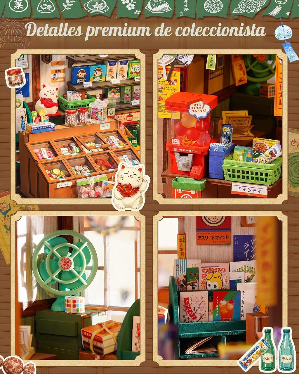 Rolife Kit de rincón de libros, kit de casa de muñecas en miniatura para adultos, rompecabezas de madera 3D con temática de tienda general japonesa, regalos para familiares, amigos, regalos creativos