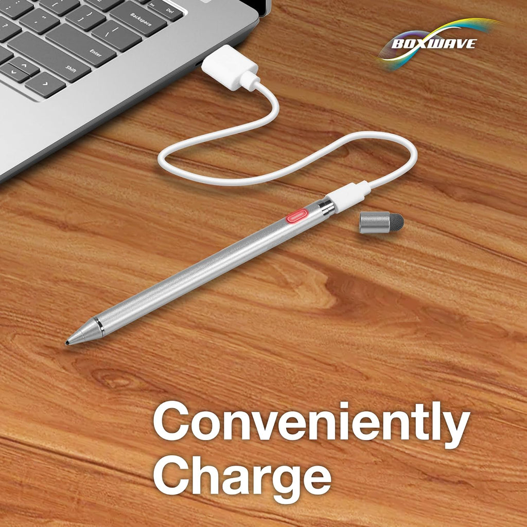 BoxWave AccuPoint Active Stylus - Lápiz óptico electrónico con punta ultrafina, color plateado metálico