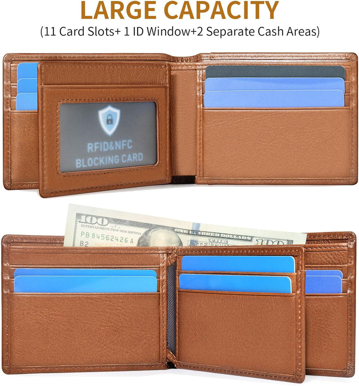Cartera de cuero genuino MARZAHAR para hombre, billetera plegable c...