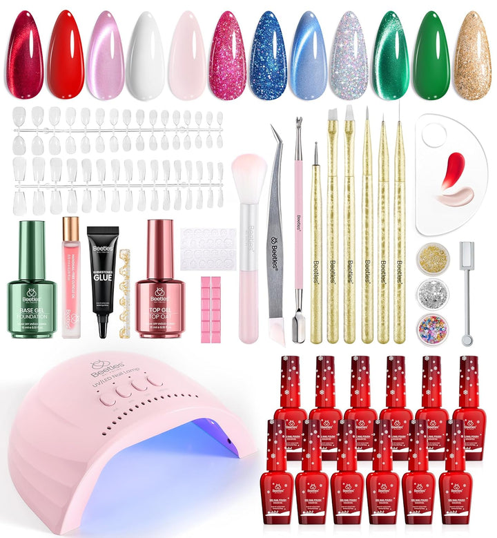 Beetles - Juego de 67 esmaltes de uñas de gel con luz UV \u2013 12...