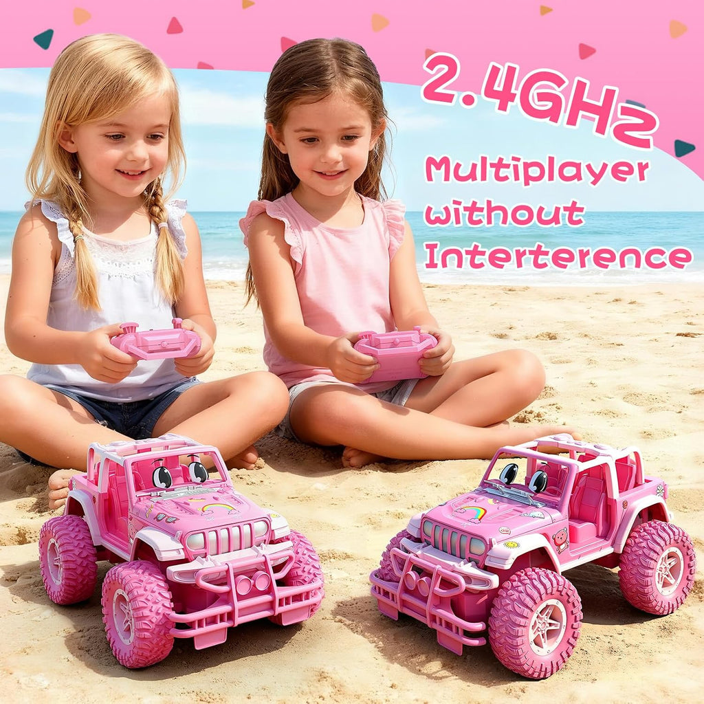NQD Coches RC con adhesivo de bricolaje y auto de control remoto recargable para niñas