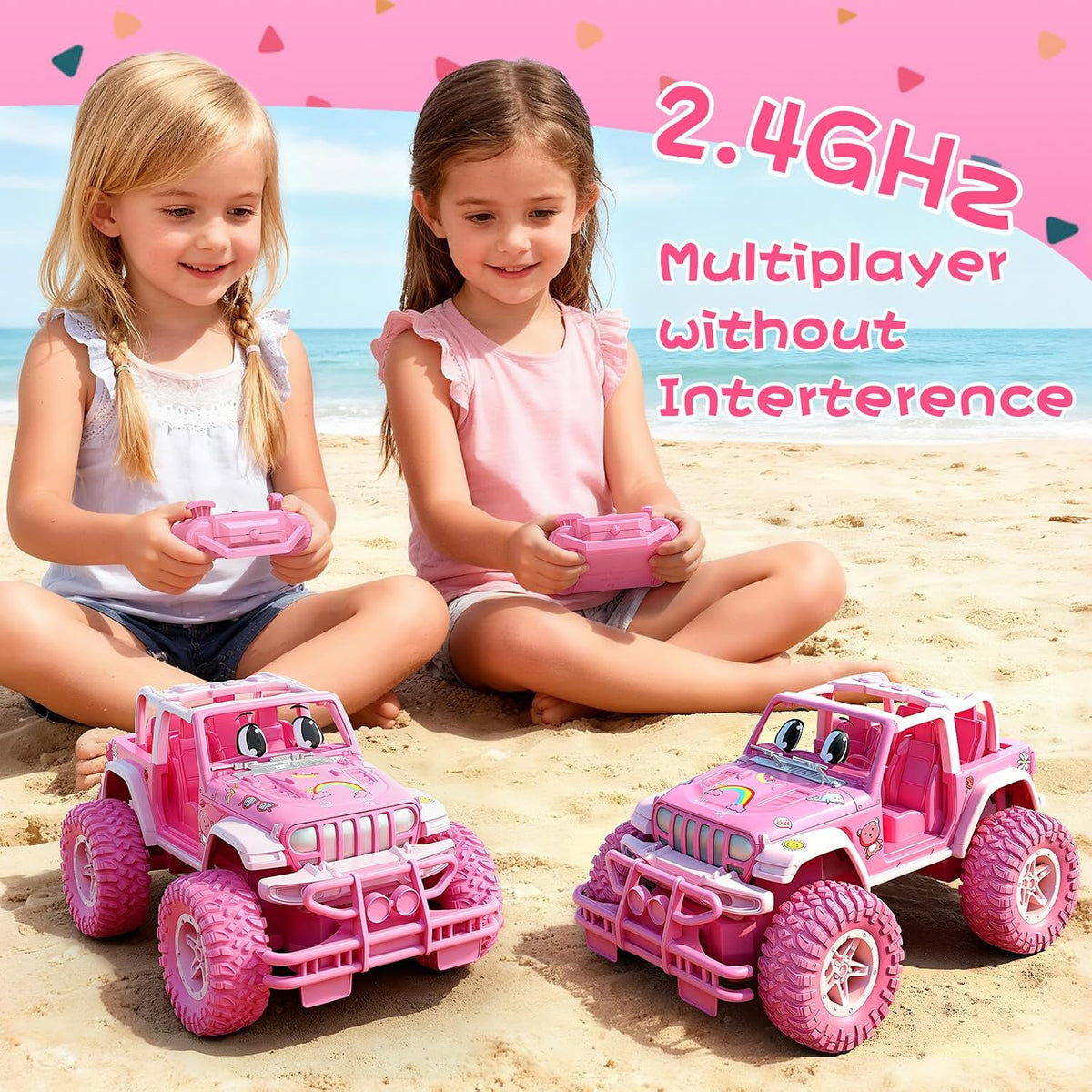 NQD Coches RC con adhesivo de bricolaje y auto de control remoto recargable para niñas