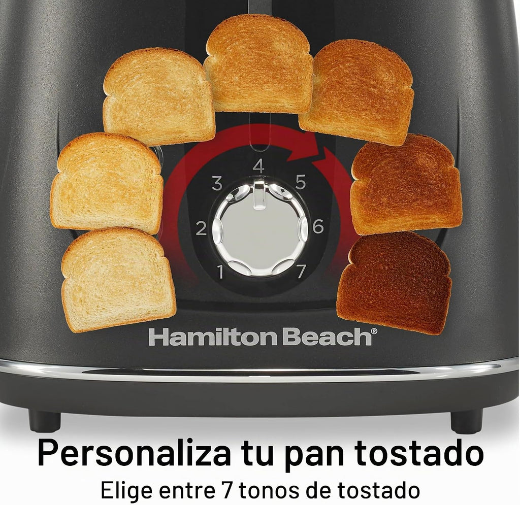 Tostadora Hamilton Beach de 2 rebanadas con botones de Bagel, Descongelar y Cancelar
