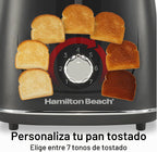 Tostadora Hamilton Beach de 2 rebanadas con botones de Bagel, Descongelar y Cancelar