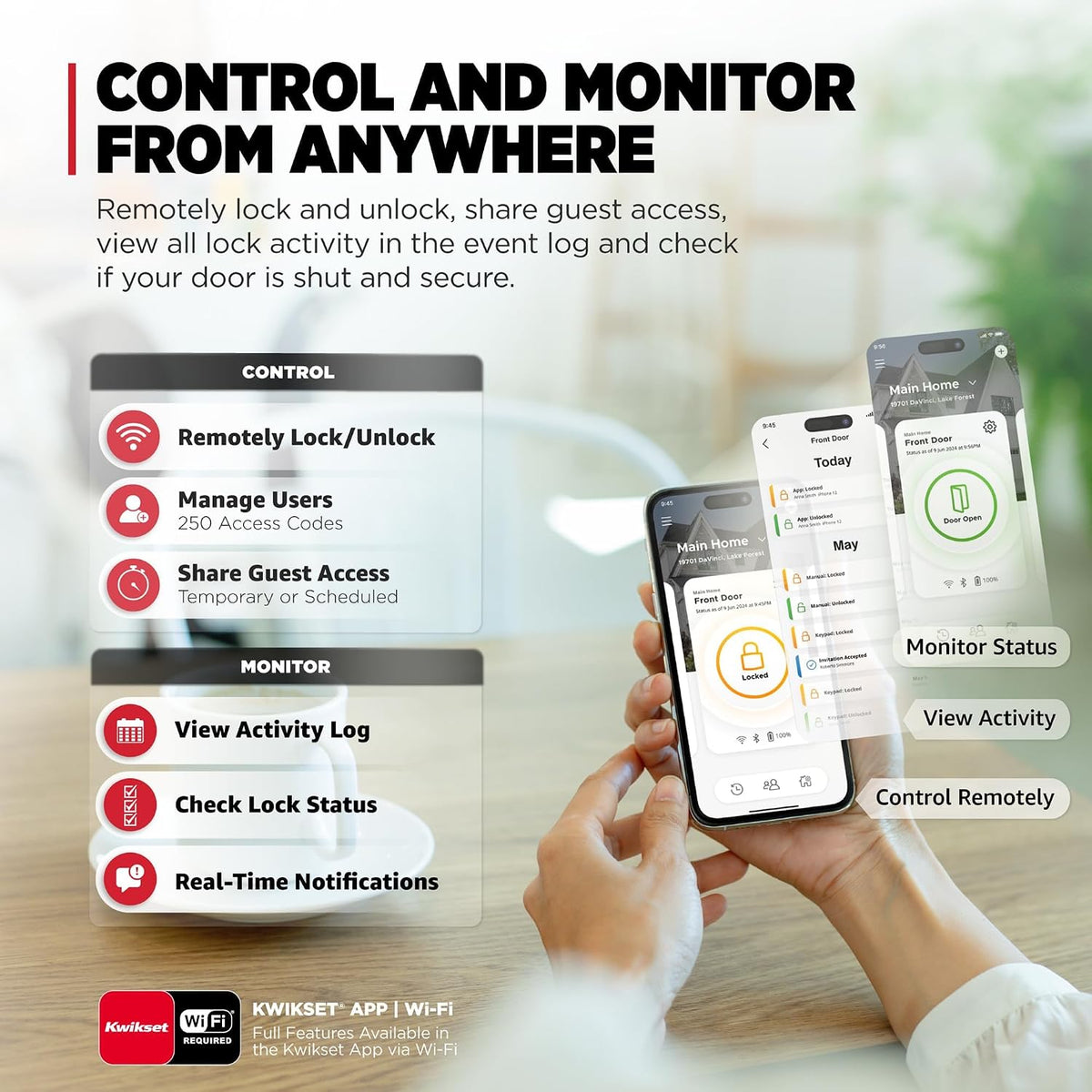Kwikset Halo Select Plus Wi-Fi y Matter habilitado, bloqueo inteligente con