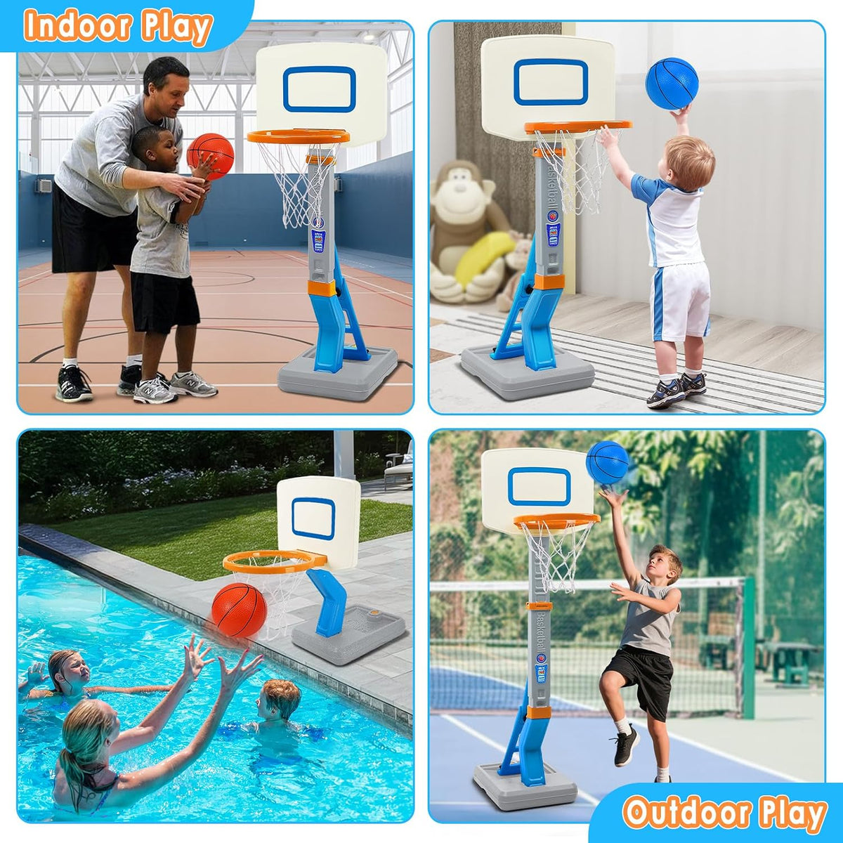 Juego de aro de baloncesto para niños pequeños, aro de baloncesto ajustable