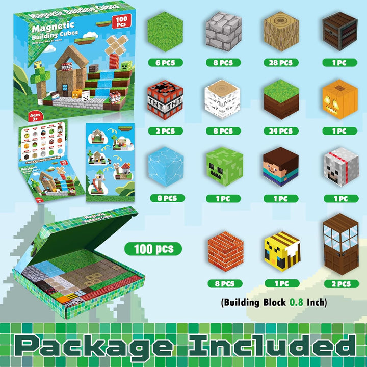 ToyUnited Bloques magnéticos - 100 piezas de bloques magnéticos con...