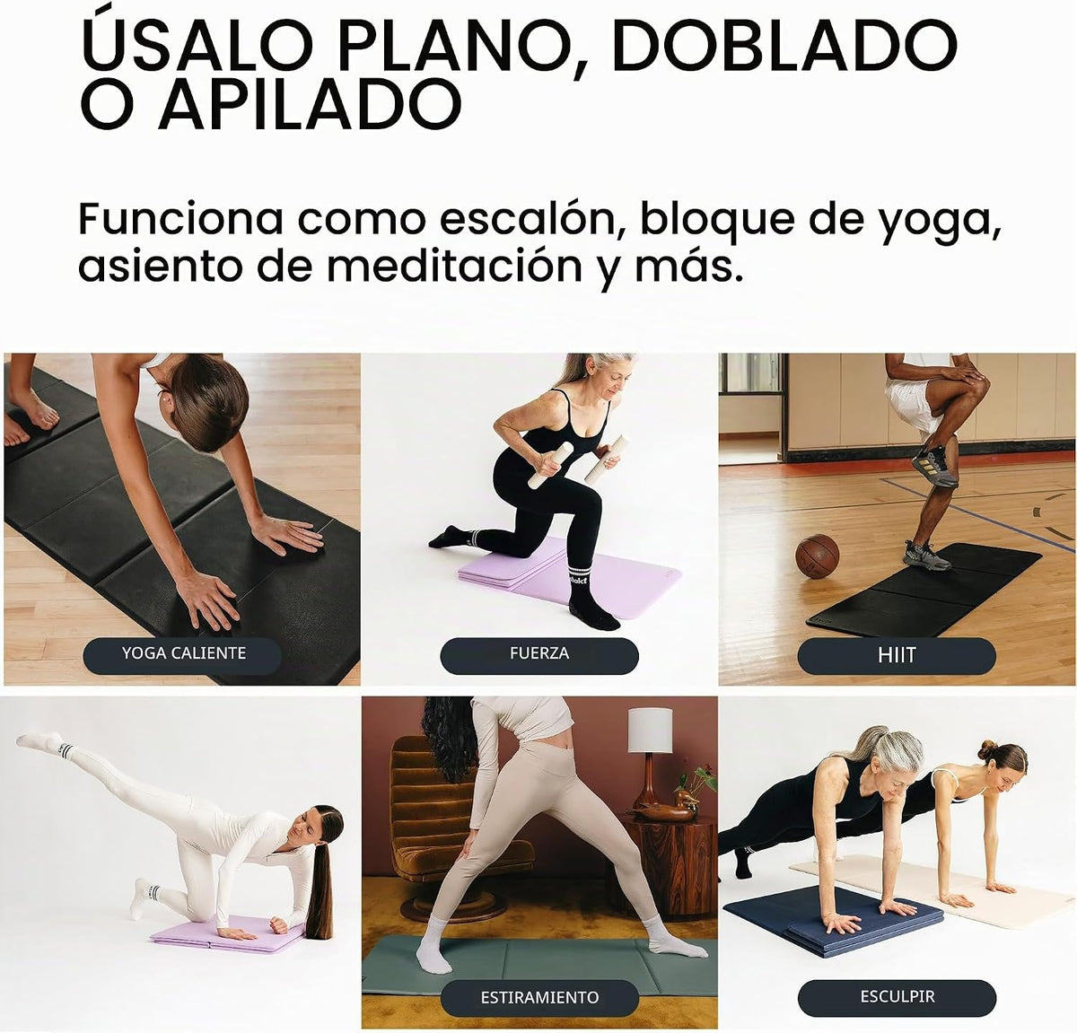 Stakt Esterilla de yoga plegable Pro - Esterilla antideslizante 2 en 1 para