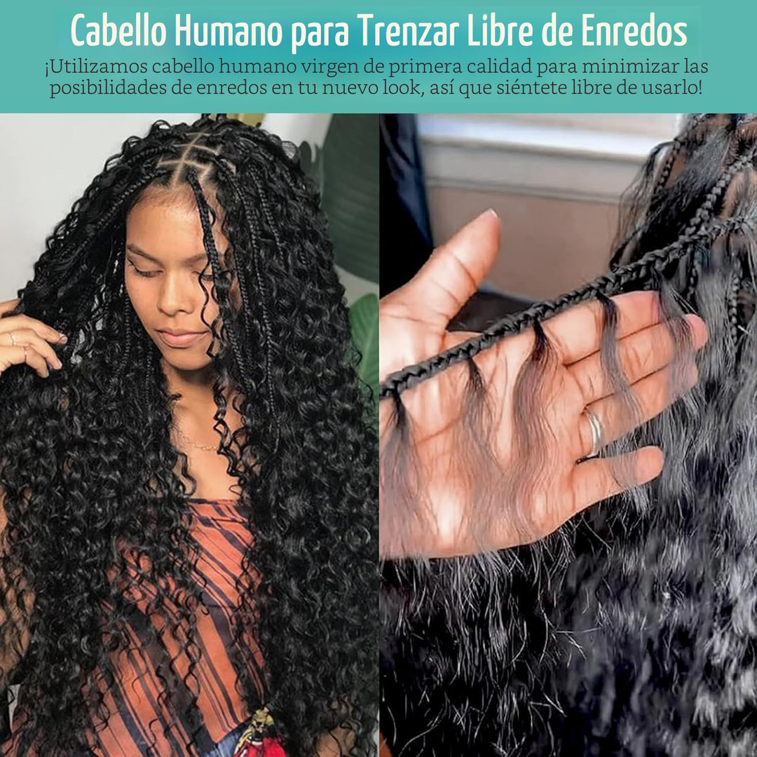 Cabello humano para trenzas Boho Cabello humano 110g 20 pulgadas ri...