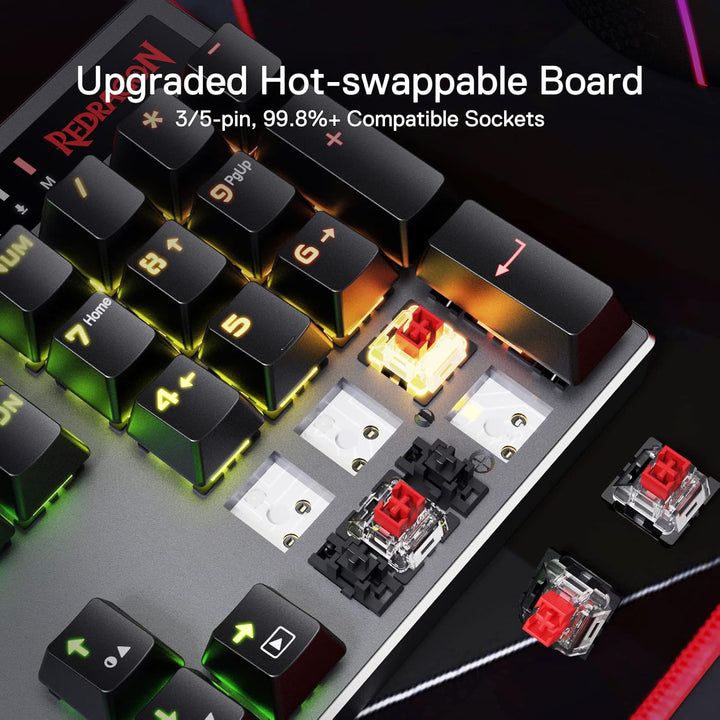 Redragon K556 PRO Teclado de Juegos Inalámbrico RGB Actualizado, Te...