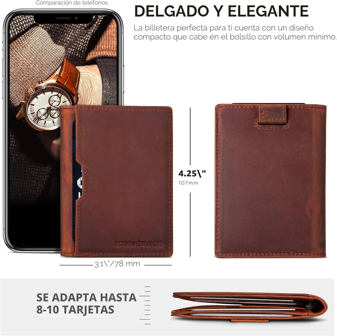SERMAN BRANDS \u2013 Carteras para hombre, delgadas, de cuero, con...