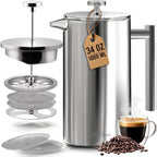 Cafetera francesa - para café espresso y té - por Utopia Kitchen, Acero inoxidable