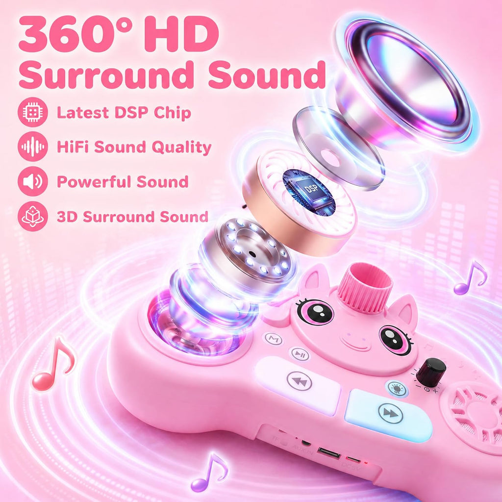 Máquina de karaoke para niños con 2 micrófonos, juguete de
