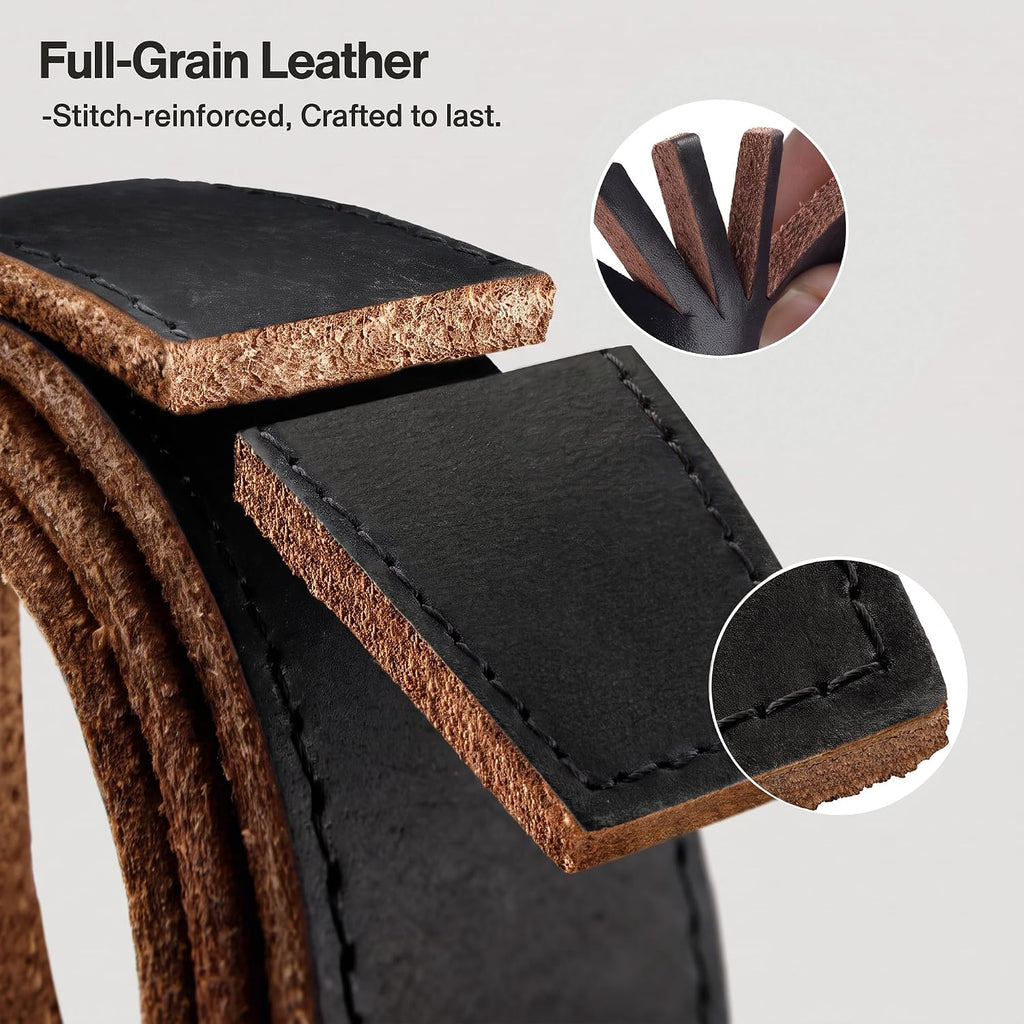 BULLIANT Cinturón de trinquete de grano completo para hombre, 2 unidades