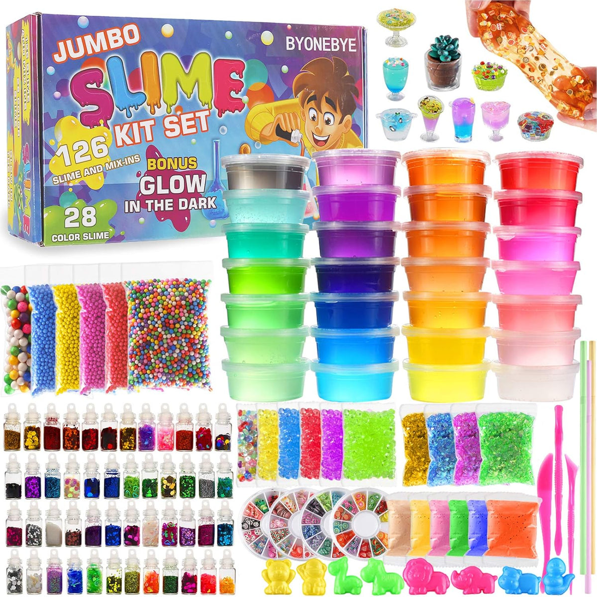 Kit para hacer slime DIY de 126 piezas para niñas y niños, Suministros definitivos para niños