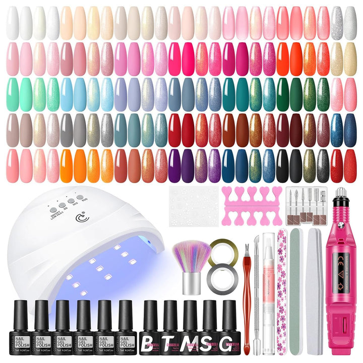 COSCELIA Kit de esmalte de uñas en gel de 53 piezas con luz UV y ki...