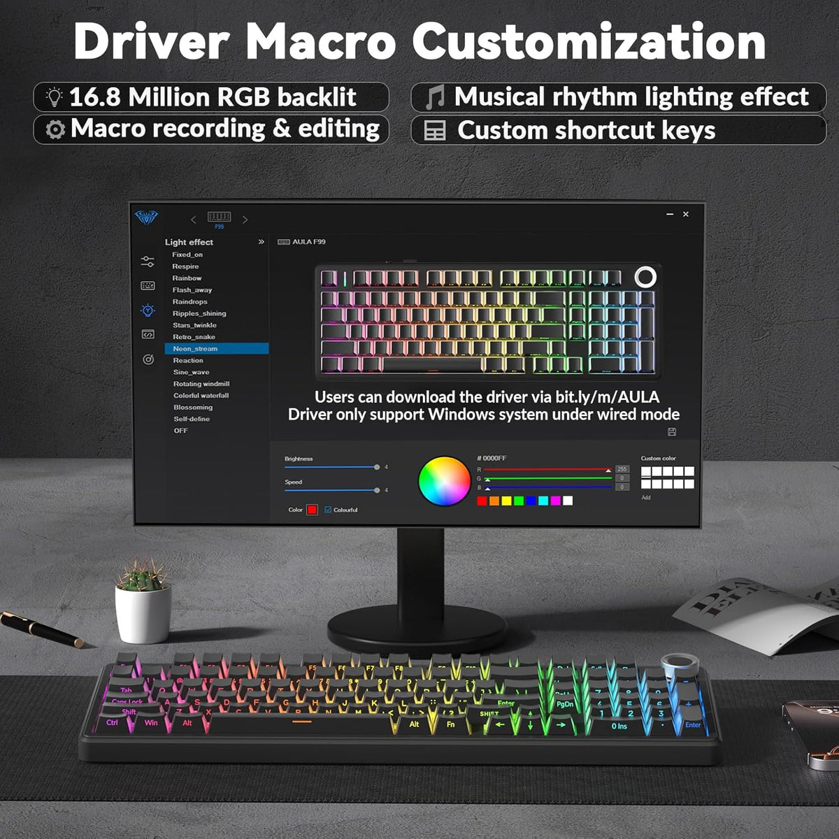 AULA F99 Pro Teclado mecánico inalámbrico - Versión silenciosa, BT5...