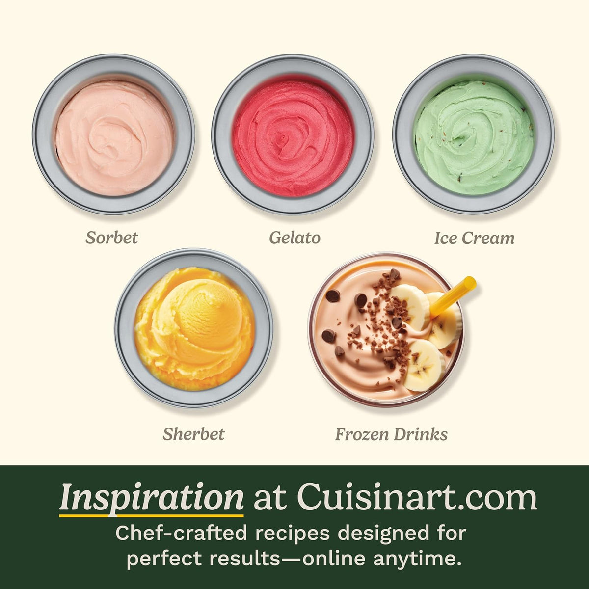 Máquina para hacer helado Cuisinart ICE-70, cromo cepillado, Máquina para hacer helados con contador regresivo
