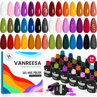 Vanreesa - Juego de 24 esmaltes de uñas en gel, 21 colores, esmalte...