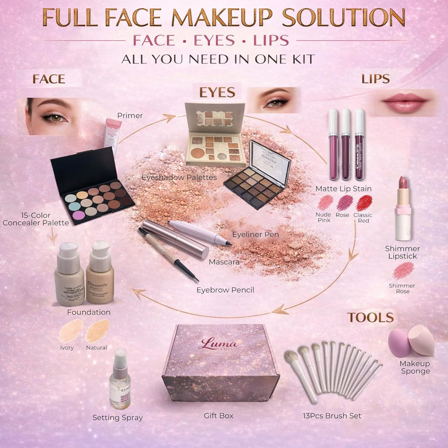 Kit de maquillaje todo en uno para mujeres y principiantes, juego d...