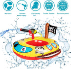 Flotadores inflables de piscina para niños con pistola de agua, flotadores de piscina de barco pirata para niños pequeños, juguetes de piscina inflables para niños de 4 a 8 años, juguetes acuáticos