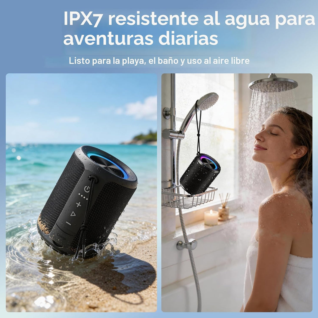 DUDGSIS Altavoz Bluetooth portátil, IPX7 impermeable altavoz inalám...