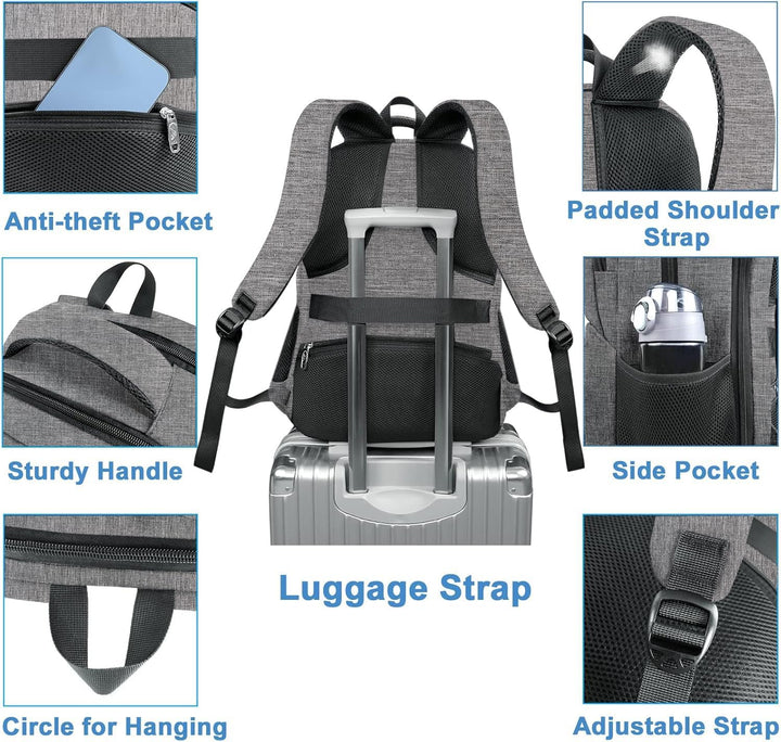 MATEIN Mochila para portátil con lonchera, mochila de trabajo gris...