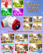 Cámara para niños con proyector, nave espacial, cámara digital HD de 48 MP para niños, grabadora de video 1080P, juguete con tarjeta SD de 32 GB y trípode, espacio exterior, cumpleaños para niños y