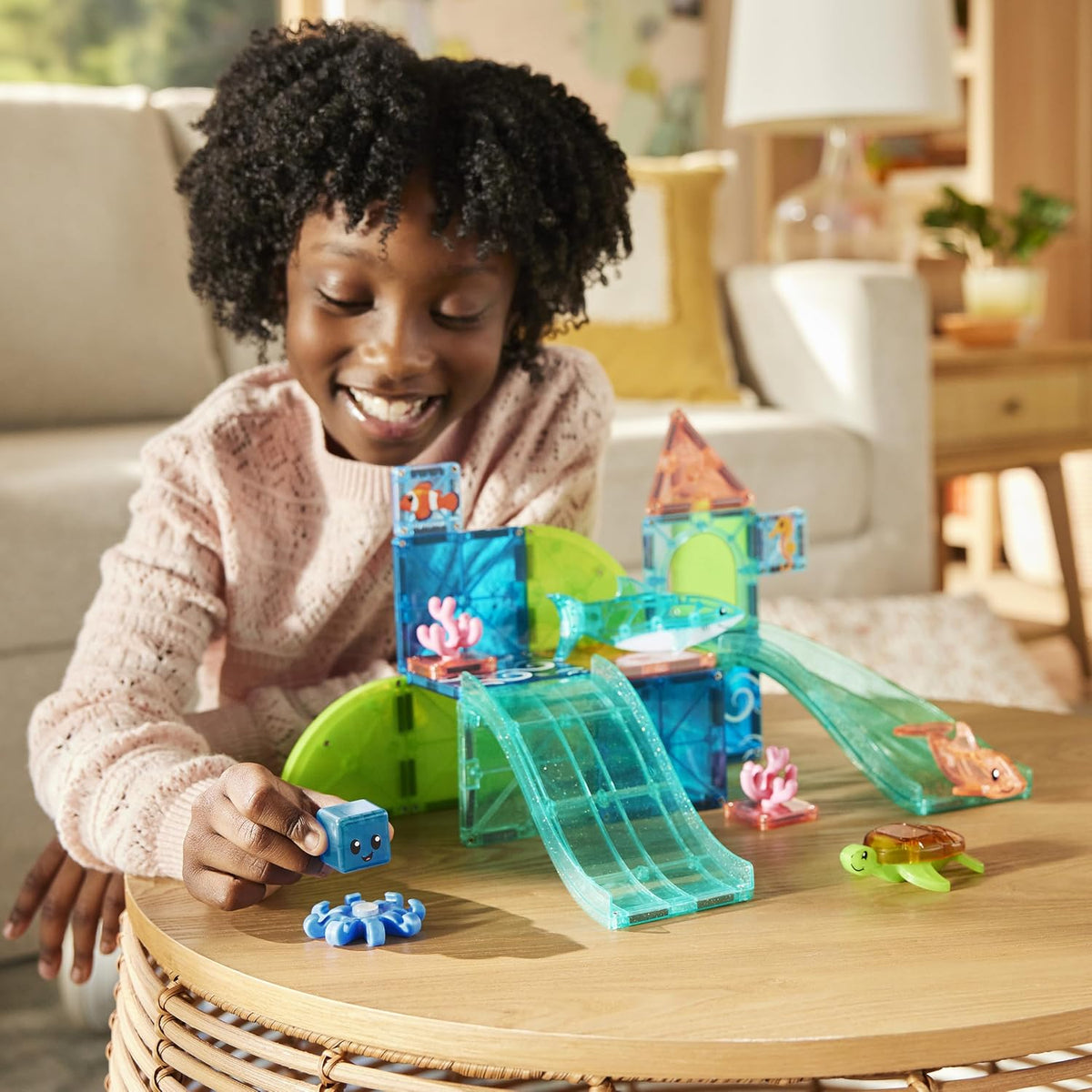 MAGNA-TILES Coral Reef - Juego de construcción magnética de 25 piezas, la marca original de construcción magnética