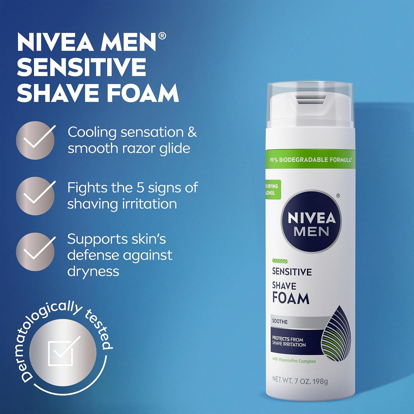 NIVEA MEN - Espuma de afeitado sensible con vitamina E, extractos c...