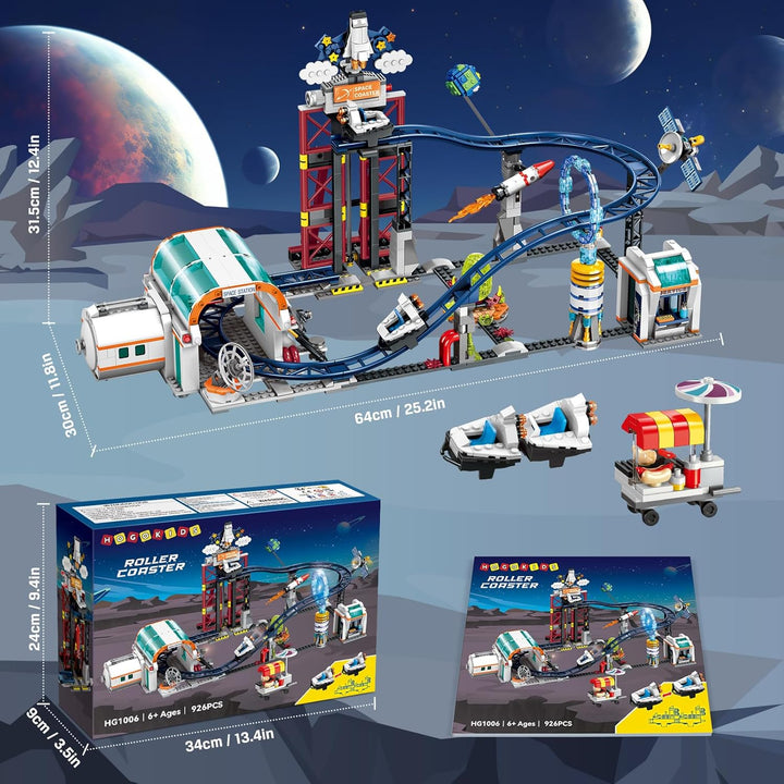 HOGOKIDS Juguete de construcción de montaña rusa espacial