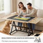 Mesa de rompecabezas de madera con ruedas móviles para rompecabezas de 1500 piezas, tablero de rompecabezas con cajones, superficie de fieltro, altura e inclinación ajustables, regalo de Navidad