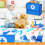 Kit de médico para niños pequeños de 3 a 5 años, kit de médico para niños con bolsa de almacenamiento médico y estetoscopio real, disfraz de médico para juegos de simulación, regalo de cumpleaños para niñas y niños (21 piezas)