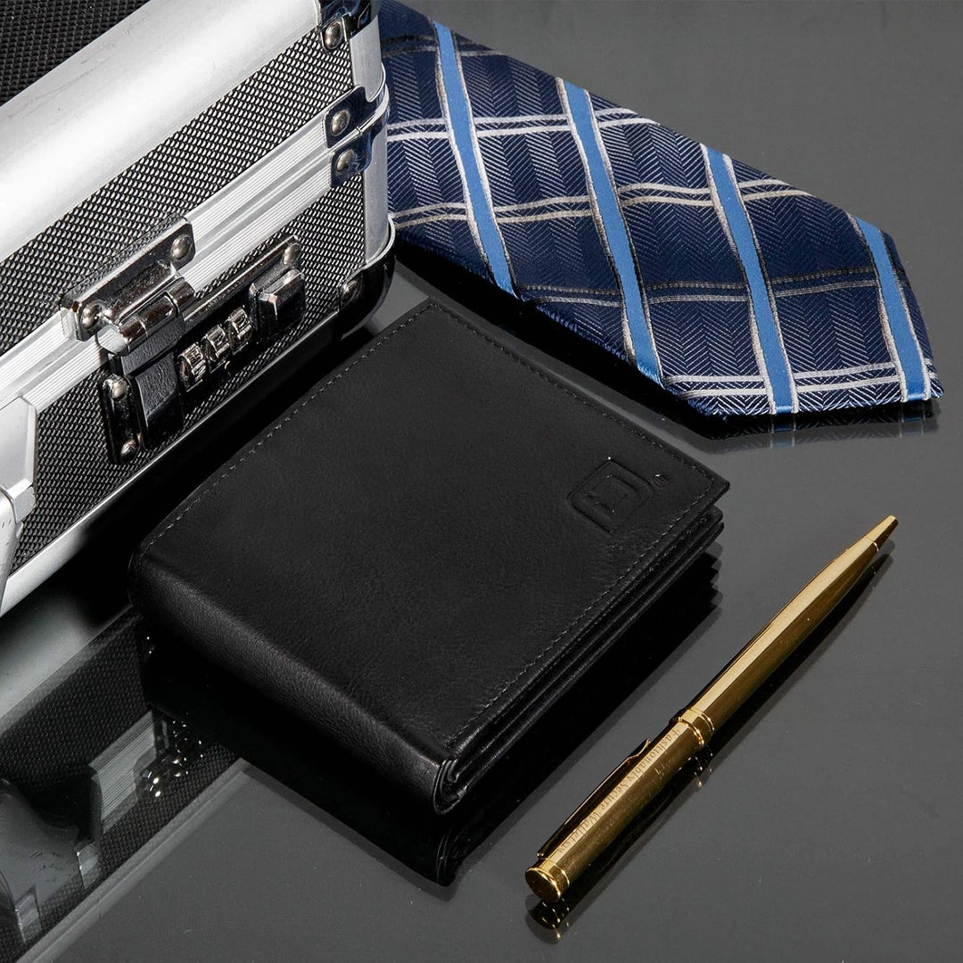 Billetera de cuero para hombre con 10 ranuras RFID de bloqueo, S