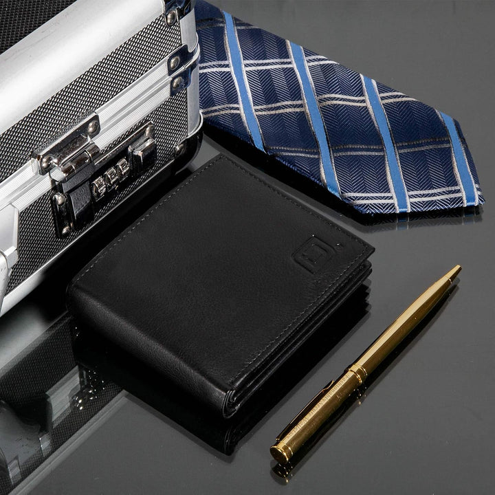Billetera de cuero para hombre con 10 ranuras RFID de bloqueo, S