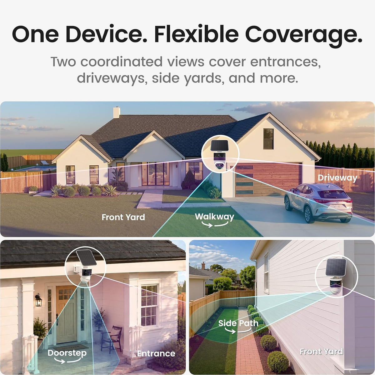 aosu Cámara de seguridad para exteriores T2 Pro 3K Dual Cam, alimentada por