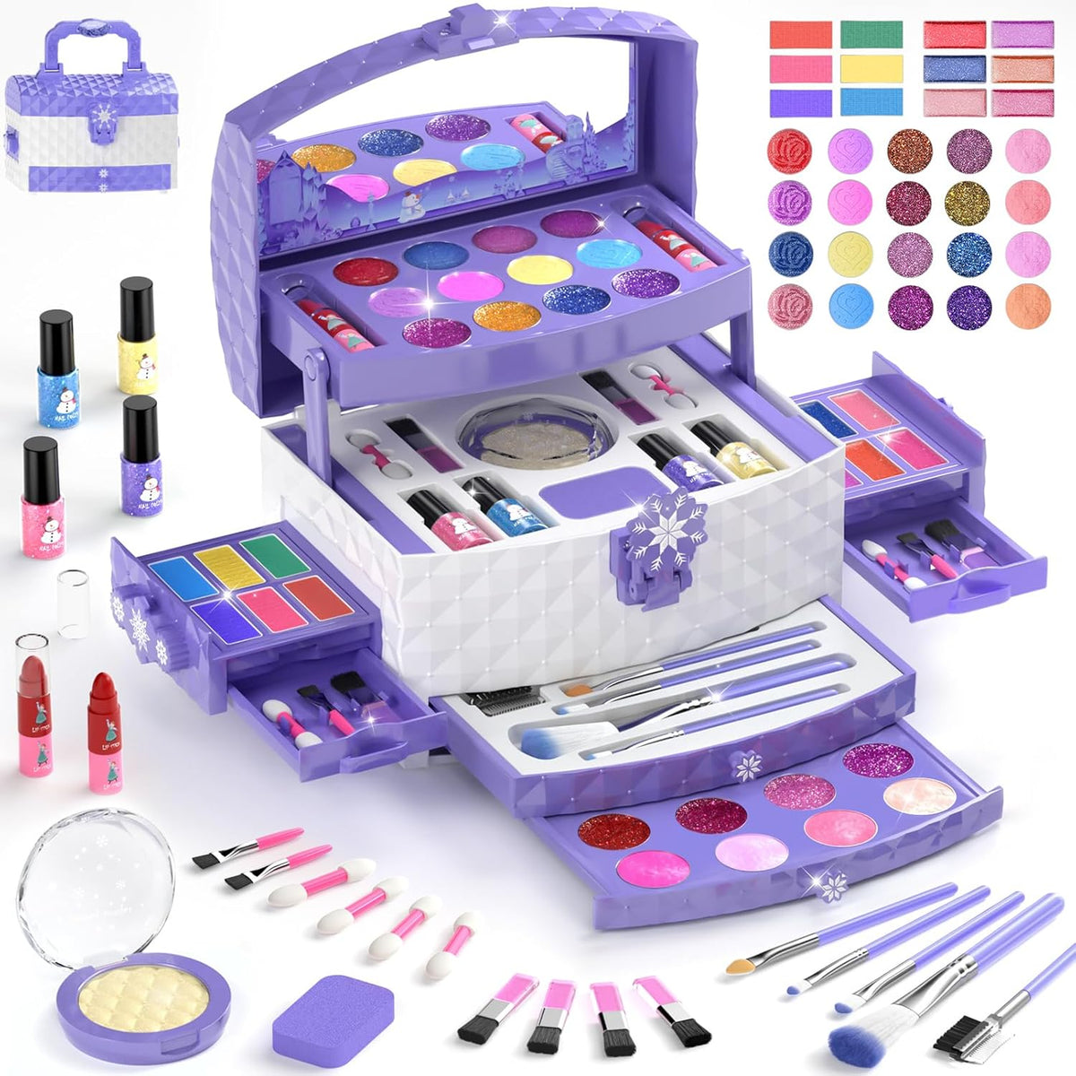 Kit de maquillaje de 57 piezas para niñas, juego de maquillaje cosmético